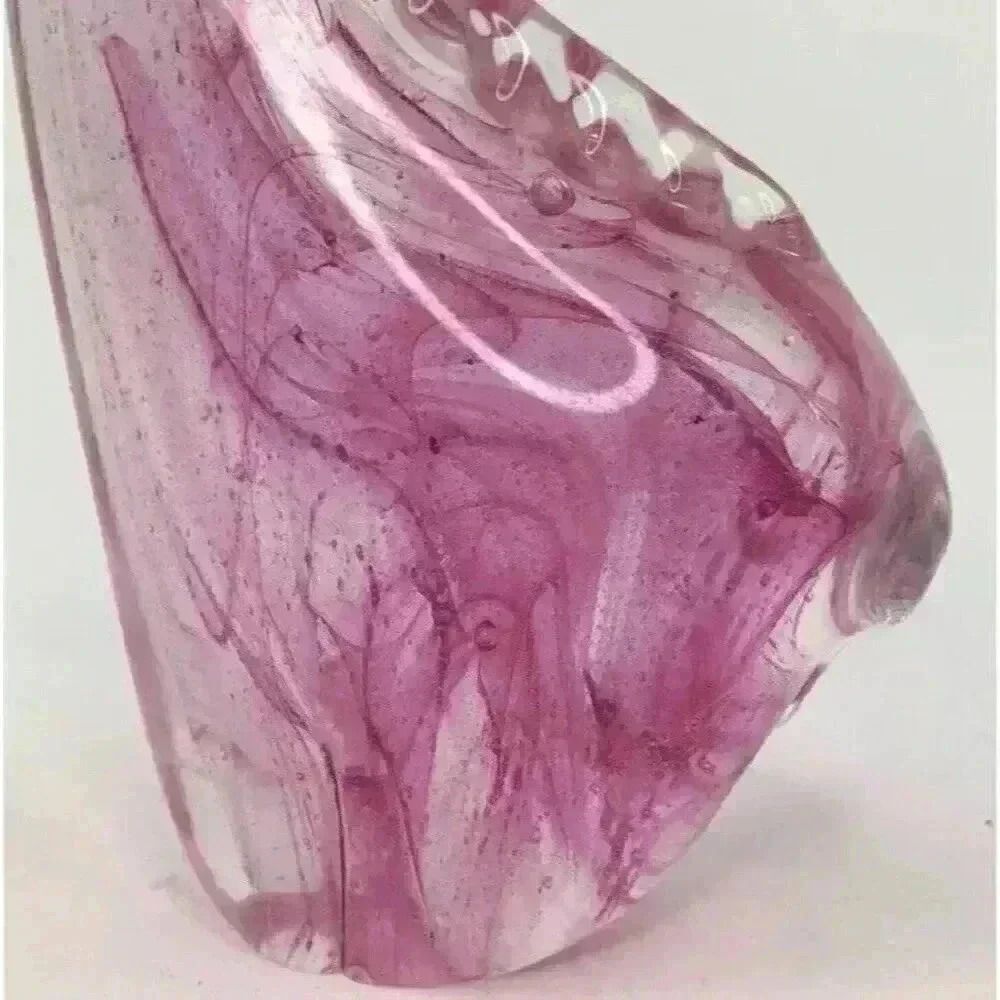 Giraffe Art Glass Paperweight 6" Pink Swirl Figurine Safari Baby Standing - Picture 7 of 8